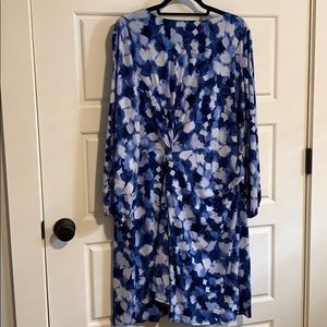 London Times Blue & White Watercolor Dress- New